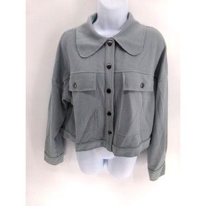 women's snap jacket green waffle knit size small unbranded